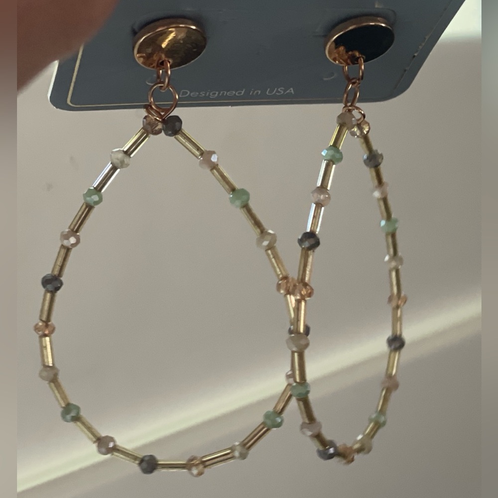 Gold Hoop Earrings (with pretty beads) — AD Project - Picture 4 of 8